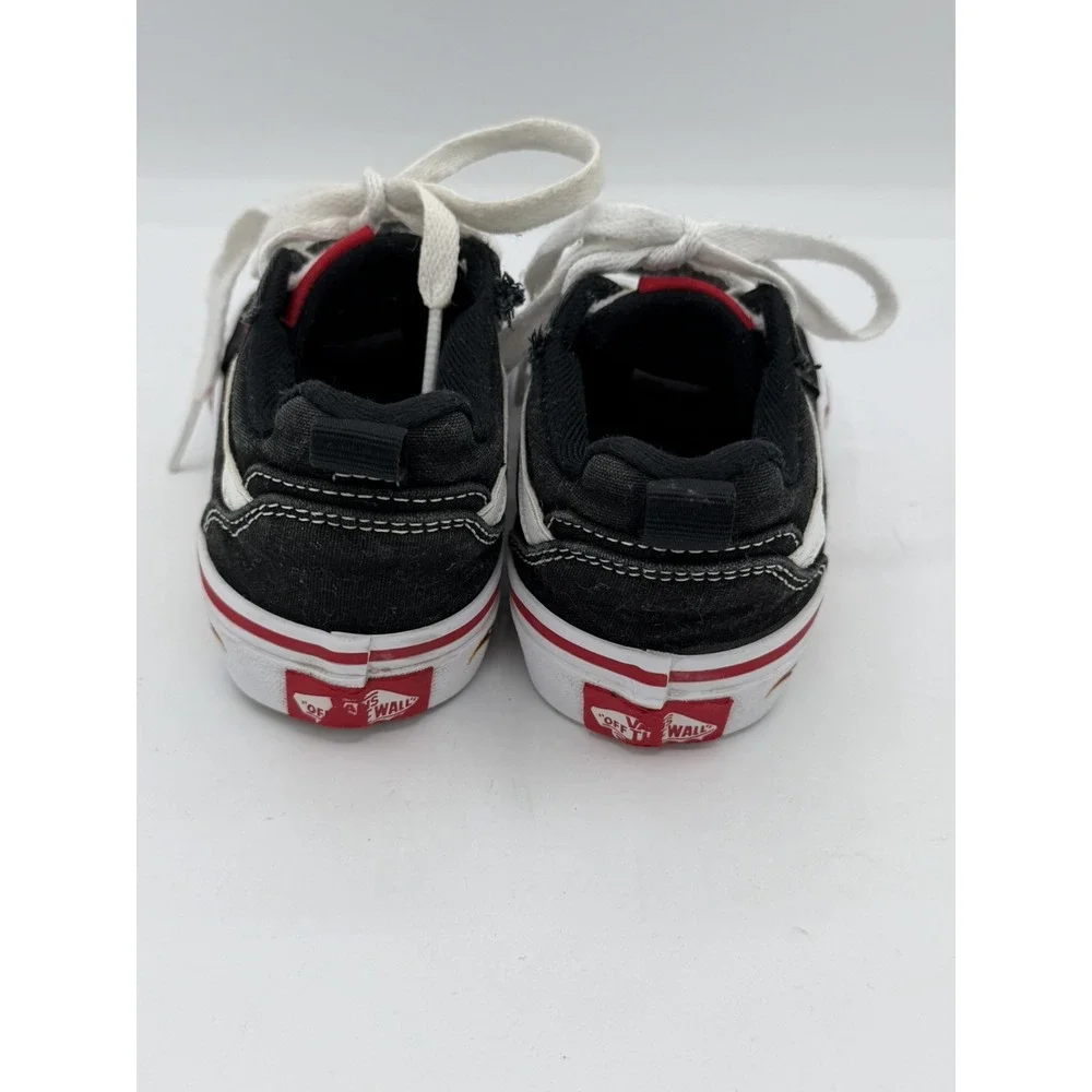 Vans Filmore Kids Low Top Flame Check Sidewall Black Skate Shoes Sneakers Sz 12